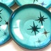 Mod 50s Tin Toy tea plates, Teal Stars set of 4 matching.
