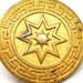 Antique metal button, Victorian star on gilt brass, c1800's