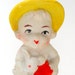 Girl & Bunny Vintage figurine, 40s Japanese bisque doll.