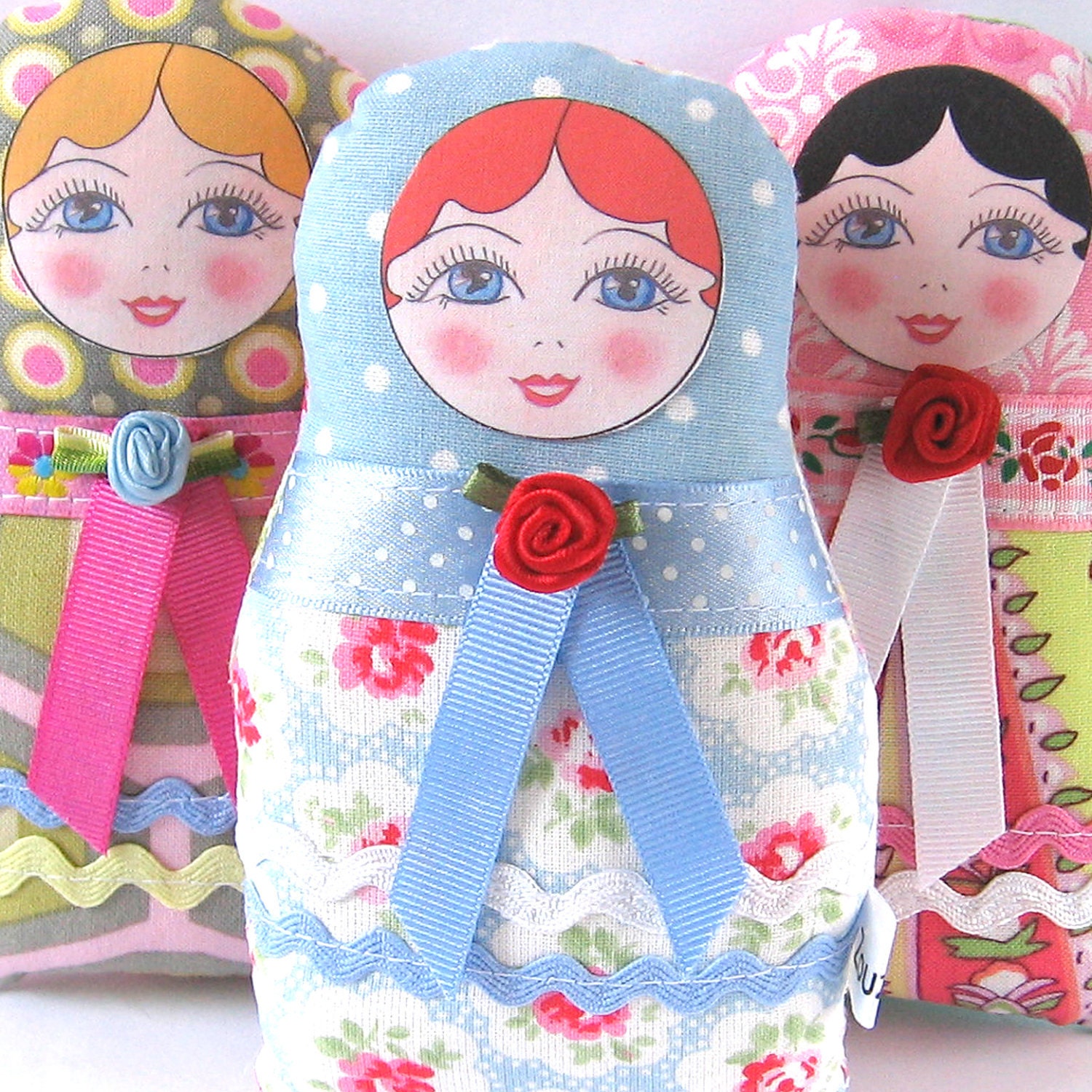 Small Babushka Doll Fabric Russian Doll Textile Matryoshka