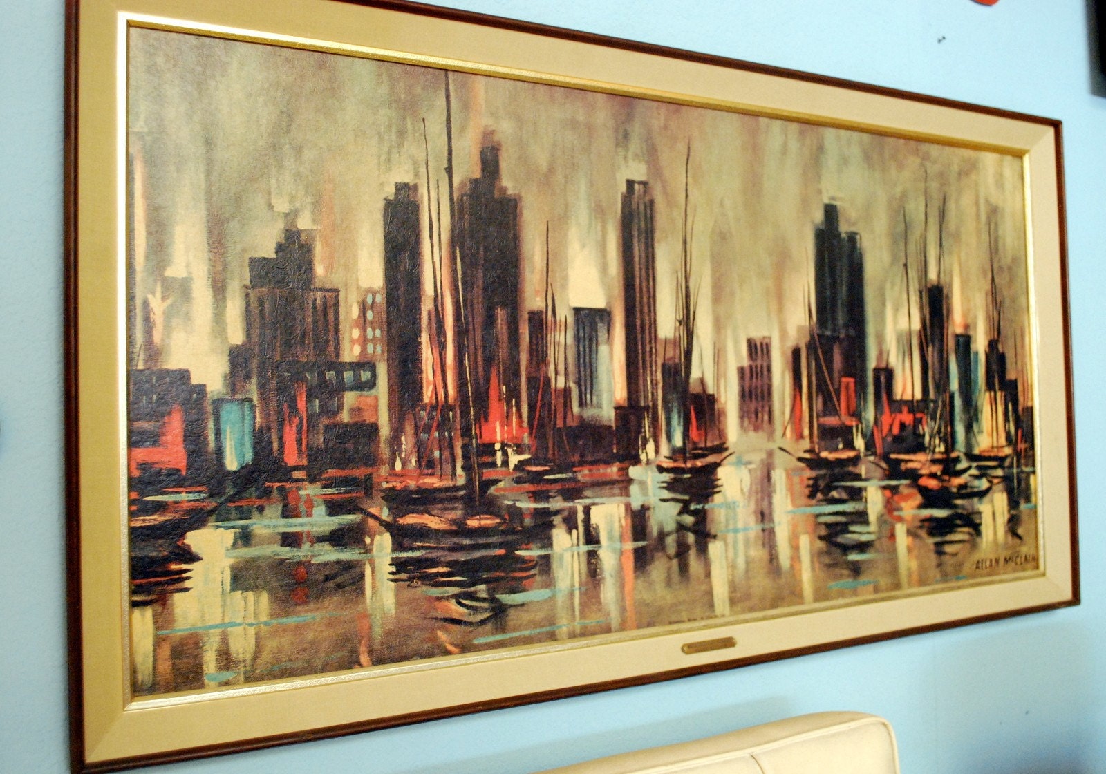 Vintage Artwork Metropolitan Harbor By Allan McClain   Il Fullxfull.103392646 