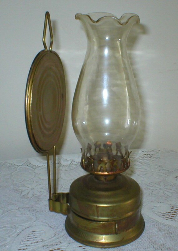 Oil Lamp Metal With Reflector Original globe Vintage Kerosene