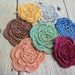 Crocheted Flowers VINTAGE -7 Hand Dyed-1 3/4 inches