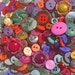 Assorted Buttons Hand Dyed - Blue Aqua Orange Red Yellow Purple - Sewing Embellishments - 125 Buttons - Primavera - LAST PACK