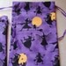 Purple Dancing Witches Cotton Drawstring Pouches Set of 3 Different Sizes