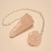 Rose Quartz Dowsing Pendulum Carved Rose Flower Bead
