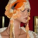 1920s Flapper Hat Cloche Hat Pale yellow Sequins Fringe Lace Millinery Floral Tea Party
