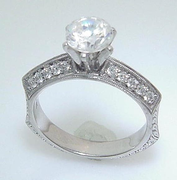 Items similar to Antique Filigree Diamond Engagement  Ring  