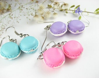 Cute French Macaron Earrings (3 pairs) Food Jewelry, food earrings, best friend gift, friendship gift, macaron jewelry, miniature food, clay