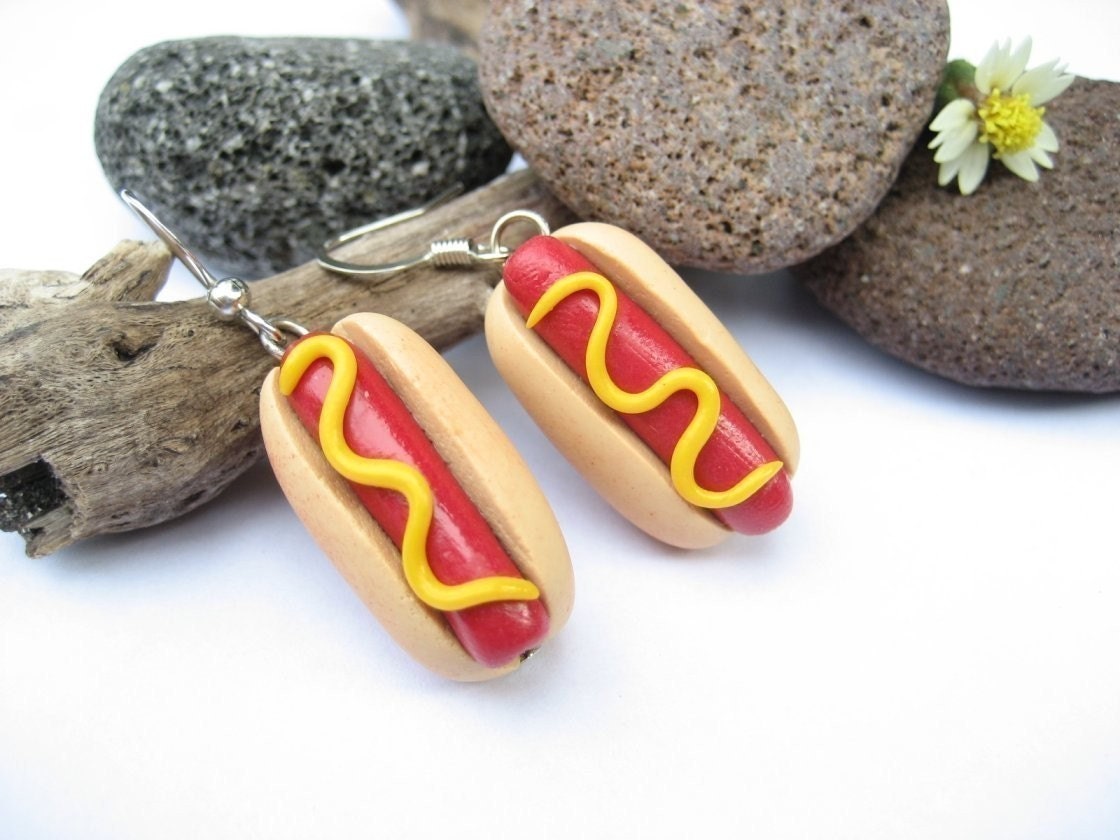 Hot dog Sandwich Earrings Food Jewelry Hot dog earrings