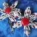 Red, White and Blue Flower Hair Barrettes