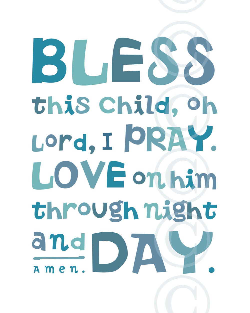 Pink Bless This Child prayer Christian Word Art for