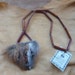 Fox necklace - fox fur pendant with real red fox claws and pendant and stone and vintage wood beads