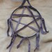 Leather wrapped pentacle wall hanging shield dreamcatcher