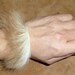 fur bracelet - real brown and white rabbit fur cuff bracelet or anklet with recycled leather straps
