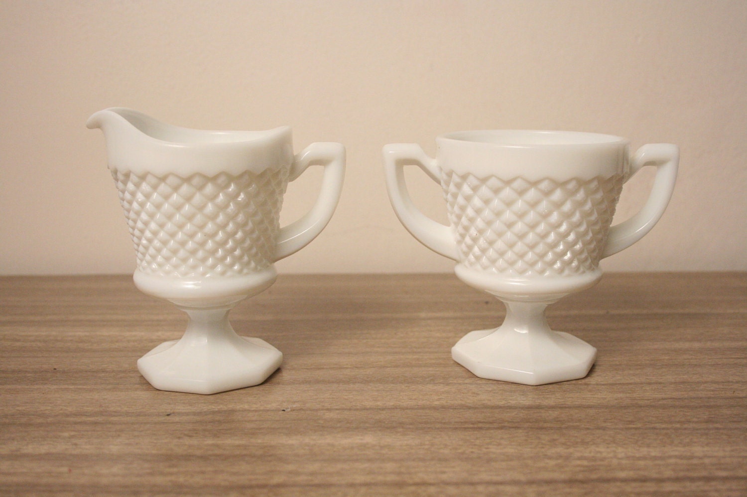 Sugar Bowl Creamer Milk Glass Westmoreland Set Vintage Shabby