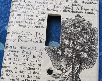 vintage dictionary DOOM PALM light switch plate