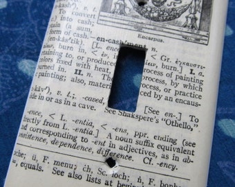 vintage dictionary ENCARPUS light switch plate
