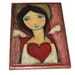 Love me Tender Angel- Giclee print mounted on Wood Folk art RETABLO by FLOR LARIOS