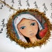 Sacred heart Mary - Christmas Holiday Tree Ornament - Original Art by FLOR LARIOS