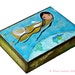 Moon Fairy - ACEO Giclee print mounted on Wood (2.5 x 3.5 inches) Folk Art by FLOR LARIOS