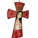 Sale 30% off this week only - Madonna in Pink - Wall Cross Mixed Media Art by FLOR LARIOS