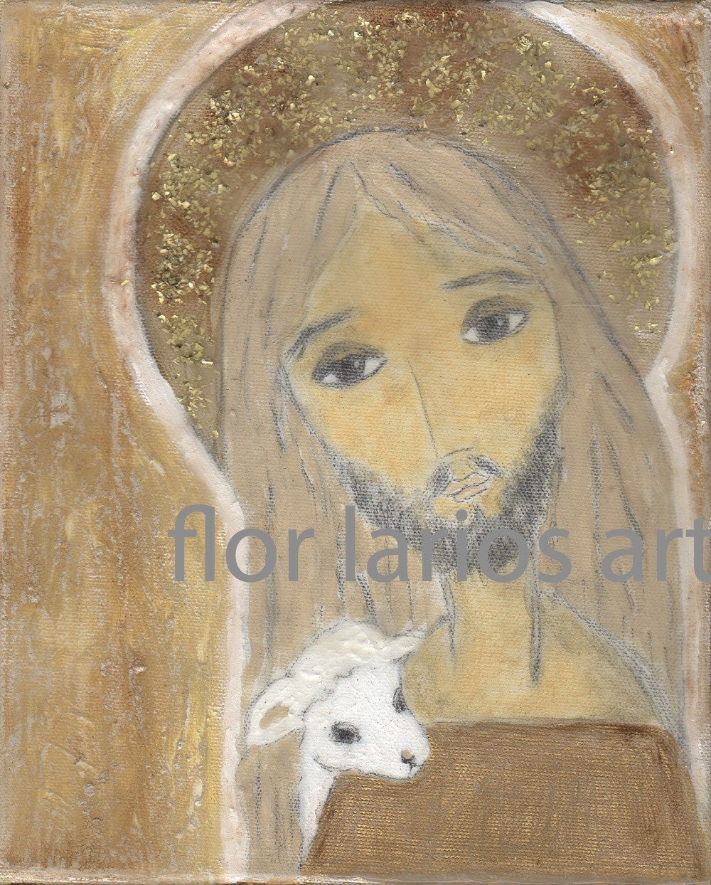 The Good Shepherd Folk Art Print from Painting 6 x 8