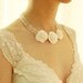White Rose Wedding Necklace, Choker, Bridal, Statement Necklace, Handmade White Roses, Vintage Glass, Double Strand