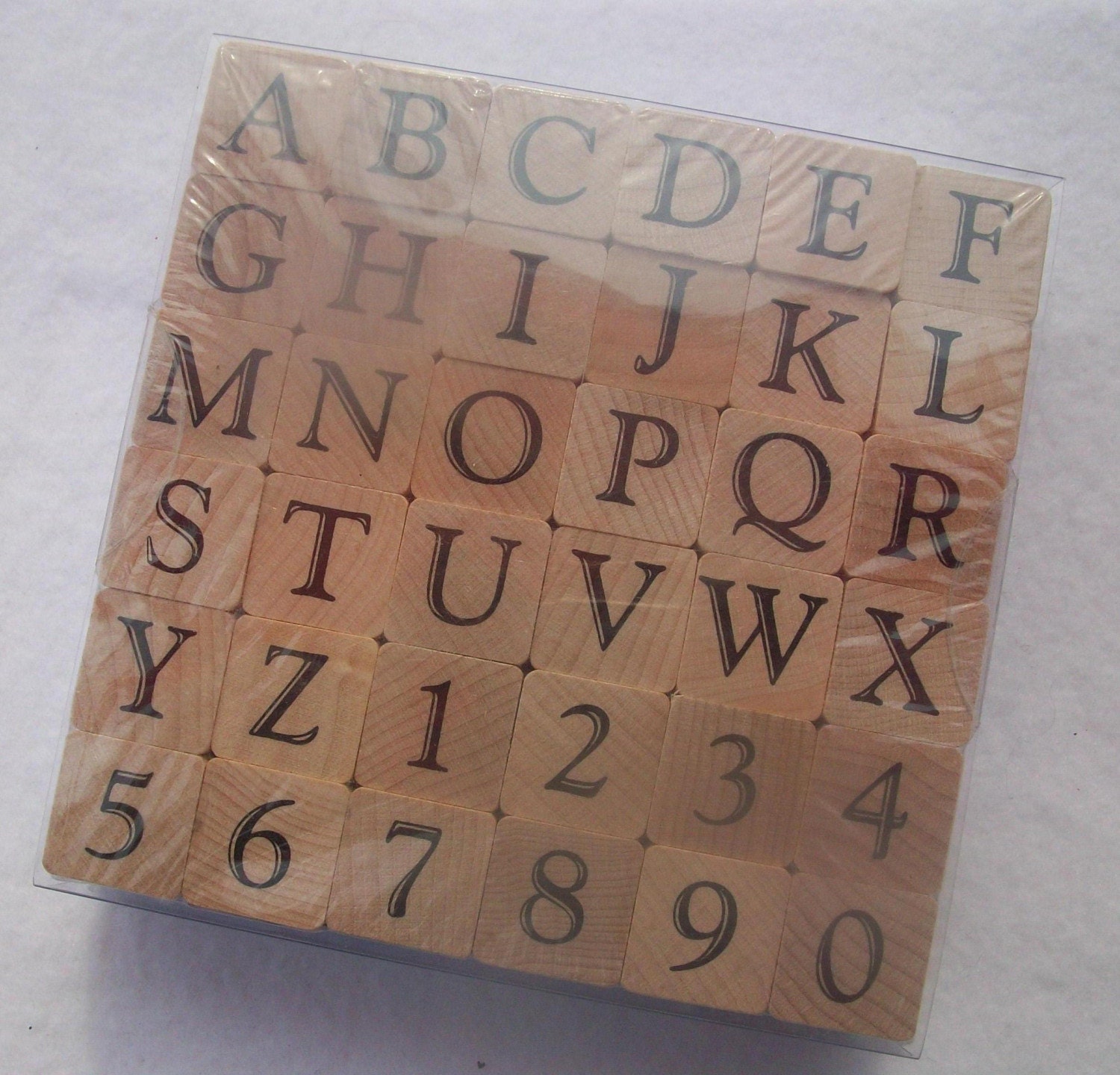 Large Casual Alphabet Stamp Set Rubber Stamps on Wooden