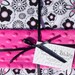 Large Black and White Flannel and Hot Pink Minky Dot Baby Blanket - 34 X 40