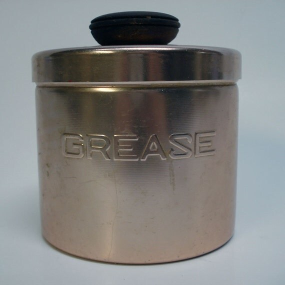 Vintage Mirro aluminum grease canister copper finish
