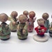 Set of 8 painted wood angels