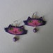 Retro Purple Pink Lavender Retro Dalton Cat Danlge Earrings