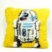 vintage sci-fi Star Wars pillow . amazing R2D2 folk latch hook rug . perfection in geekery