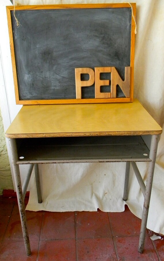 Vintage Old School Student Desk by vagabondsandcaravans on Etsy