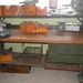 Rare Industrial Work Bench with Second Shelf and Drawers