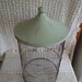 Vintage Mint Green and Gold Metal Bird House