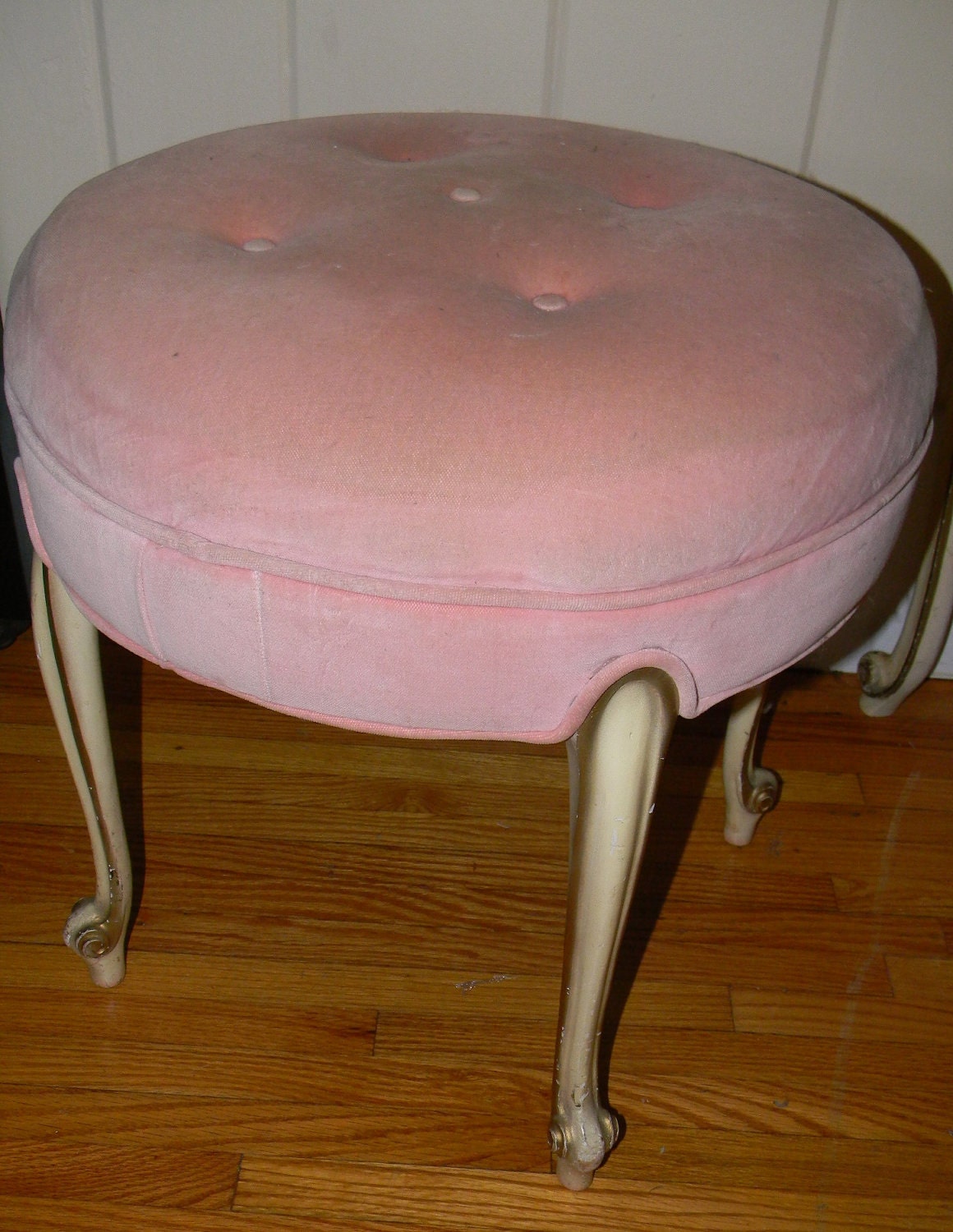 Vintage French Pink Vanity Stool