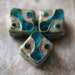 BLUE SQUARED .. 10 Premium Picasso Square Czech Glass Beads 10mm (2031-10)