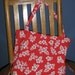 Beach bag in classic red Hawaiian print fabric
