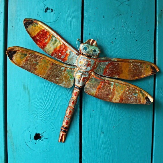 Copper Dragonfly Sculpture by Mark with by natureartstudio