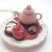Pink Teapot and Donut Pendant