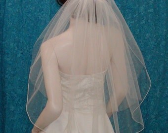 Two Tier Elbow Length Bridal Veil Sheer Blusher