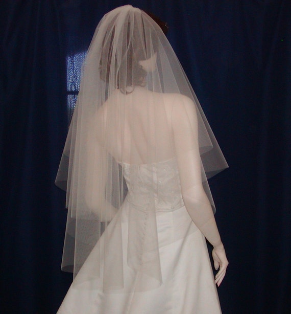 Wedding Veil Two Tier White Circular Cut by BellaBridalVeils