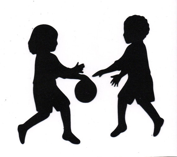 Items similar to Kids playing ball Child Silhouette die cut for scrap ...