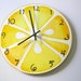 Hand painted lemon slice recycled wall clock - by Bearly Art - Westfield, Ma (sect. k)