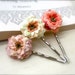Garden Rose Flower Bobby Pins, Coral, Light Pink, Buttercup Yellow, Spring, Floral Bobby Pins, Hair, Floral Hair Accessory, Wedding