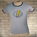 Lightning Bolt Blues - light blue\/navy girly ringer T Shirt