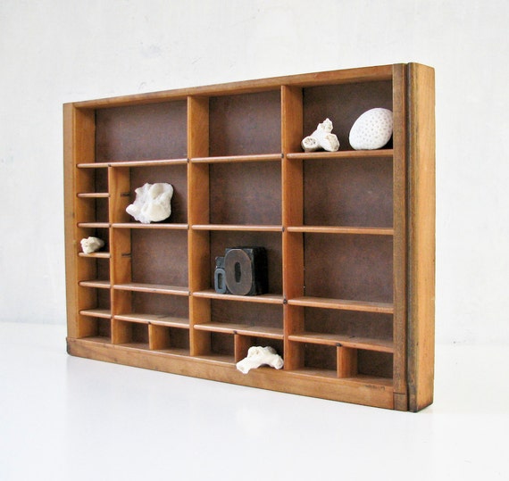 Vintage Wood Display Box Small Collectible Display Shelf