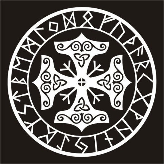 Viking protection runes talisman black vinyl decal